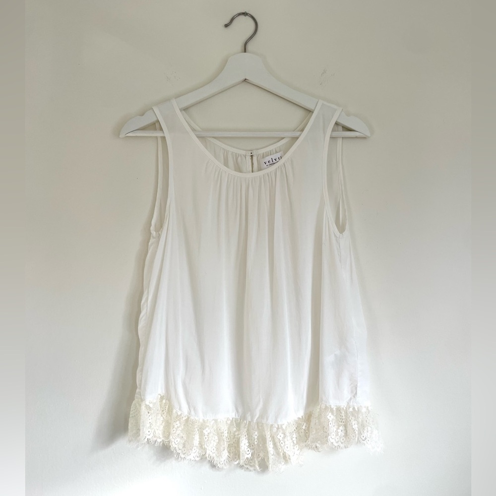 Cute Lace Sheer Sleeveless White Top